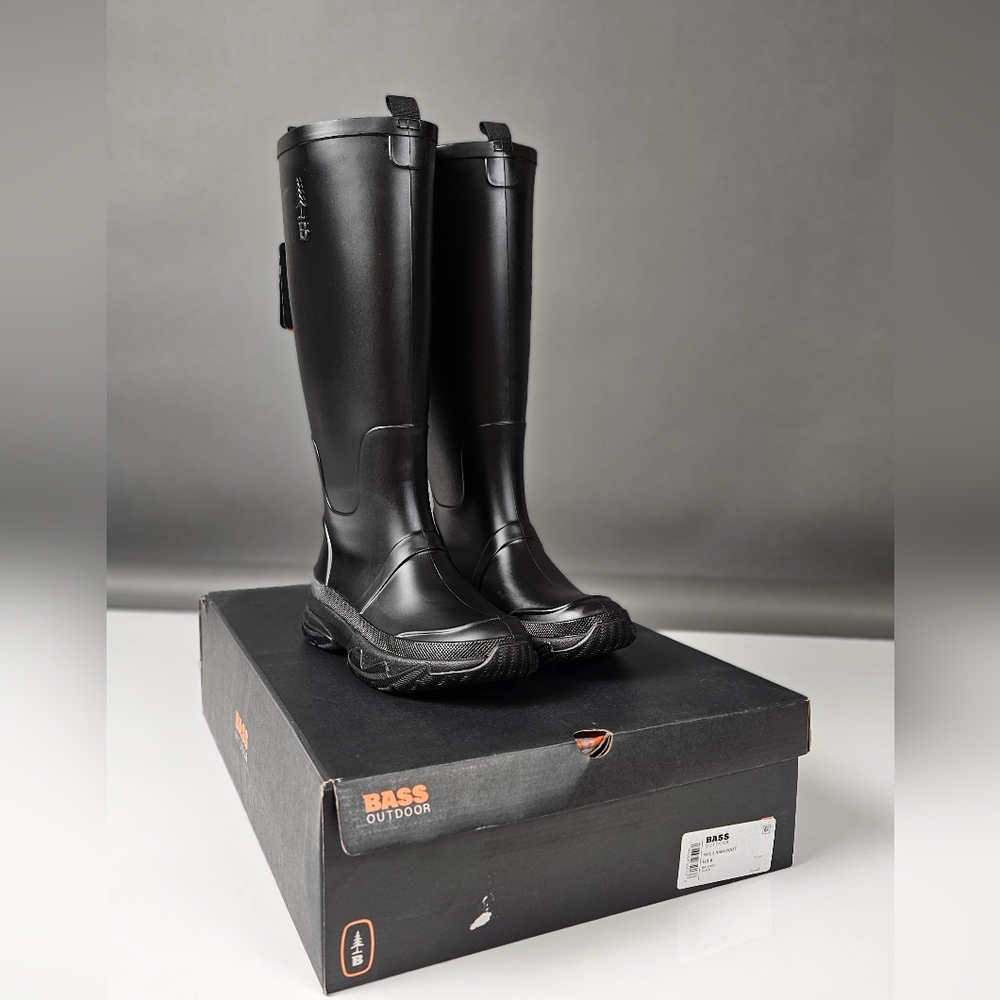 BASS OUTDOOR Black Rubber Field Rain Boot Knee High Boot Muck Boot - Picture 3 of 11